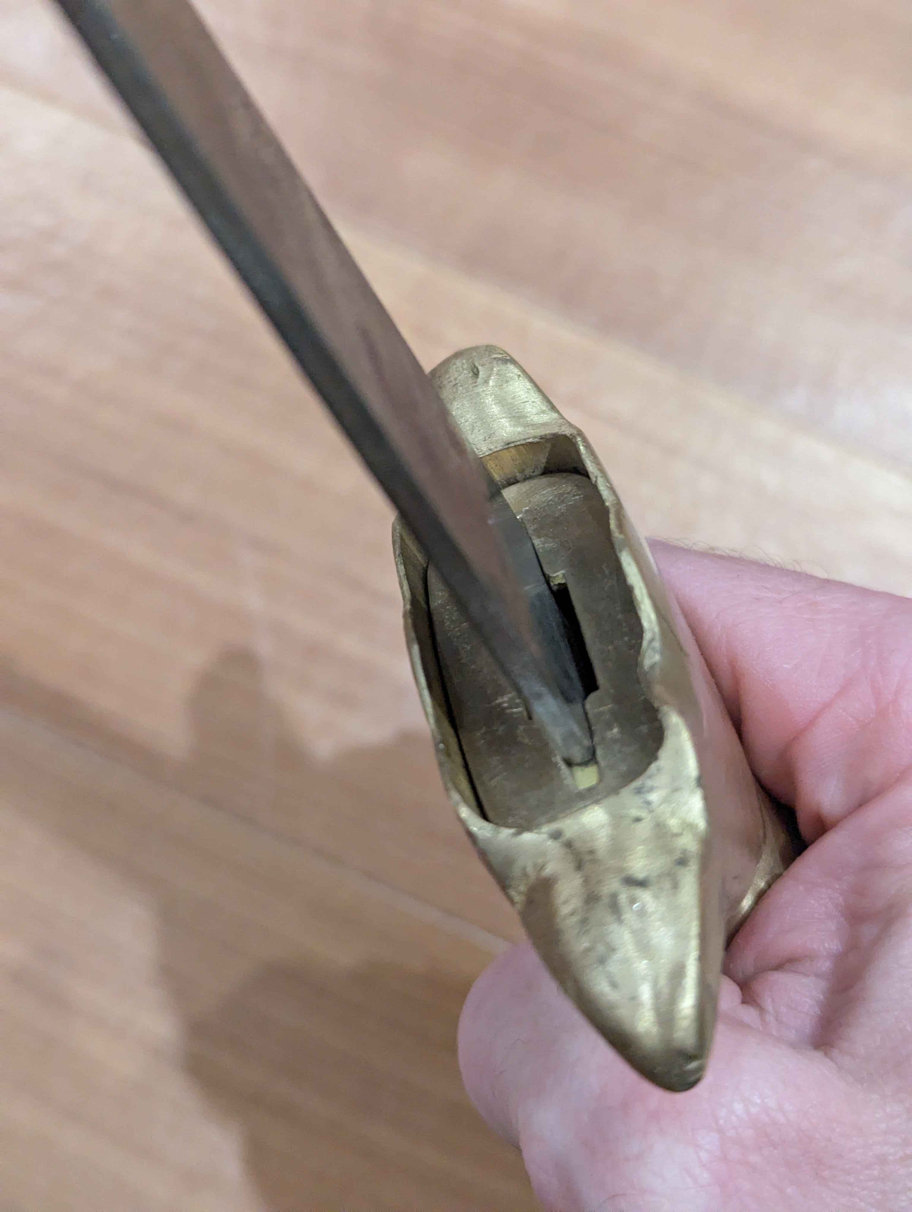 Sparring damage to the YuWang (Fish King) jian guard